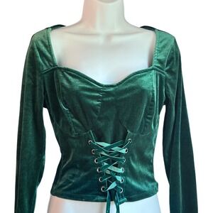 Velvet Corset Top Green Medium